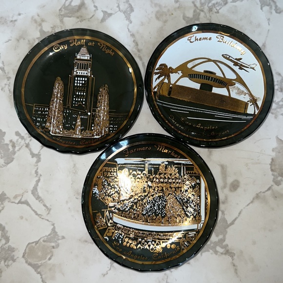 Vintage cocktail glass coasters tinker dishes set of 3 - Picture 2 of 16